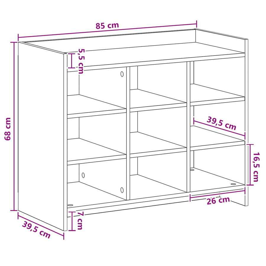 Schoenenkast met opslag Oud hout 85 x 39,5 x 70 cm Bewerkt hout
