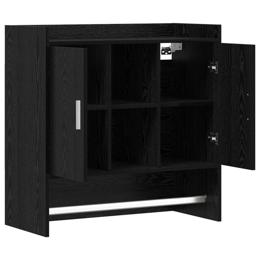 Wandplank Muurmontage Zwart eiken 80 x 36 x 80 cm Bewerkt hout