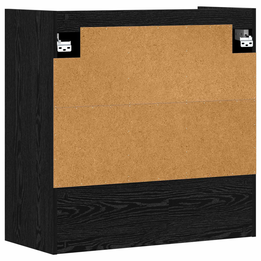 Wandplank Muurmontage Zwart eiken 80 x 36 x 80 cm Bewerkt hout