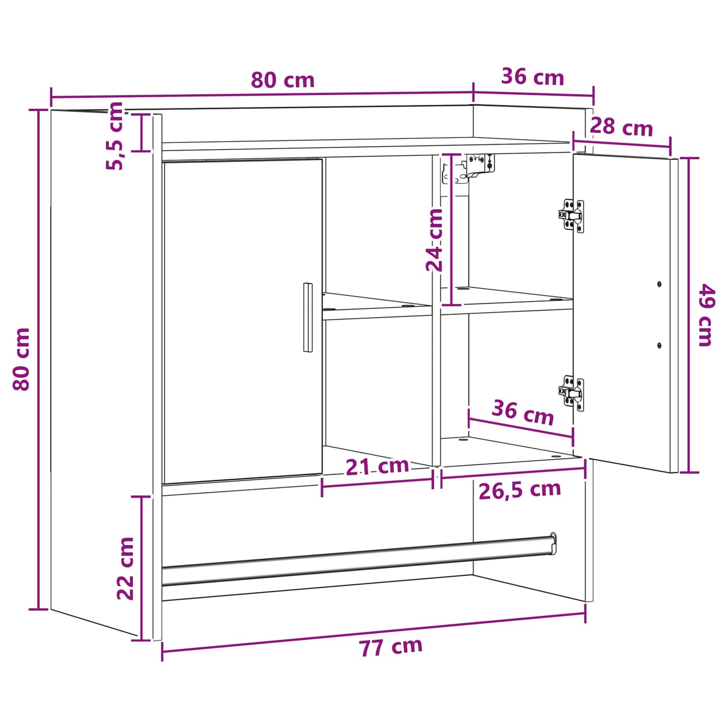 Wandplank Muurmontage Zwart eiken 80 x 36 x 80 cm Bewerkt hout