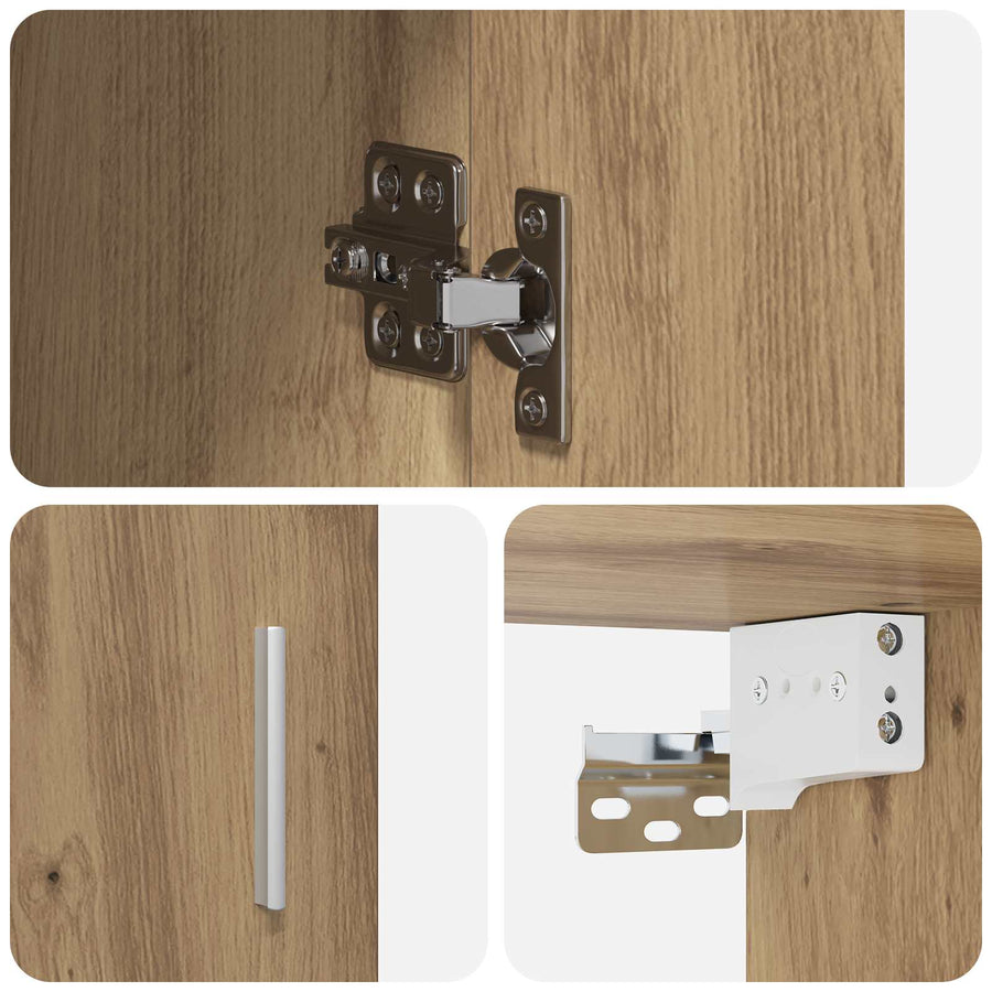 Wandplank Muurmontage Artisanaal eiken 80 x 36 x 80 cm