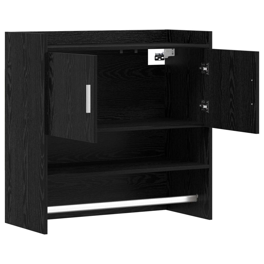 Wandplank Muurmontage Zwart eiken 80 x 36 x 80 cm Bewerkt hout
