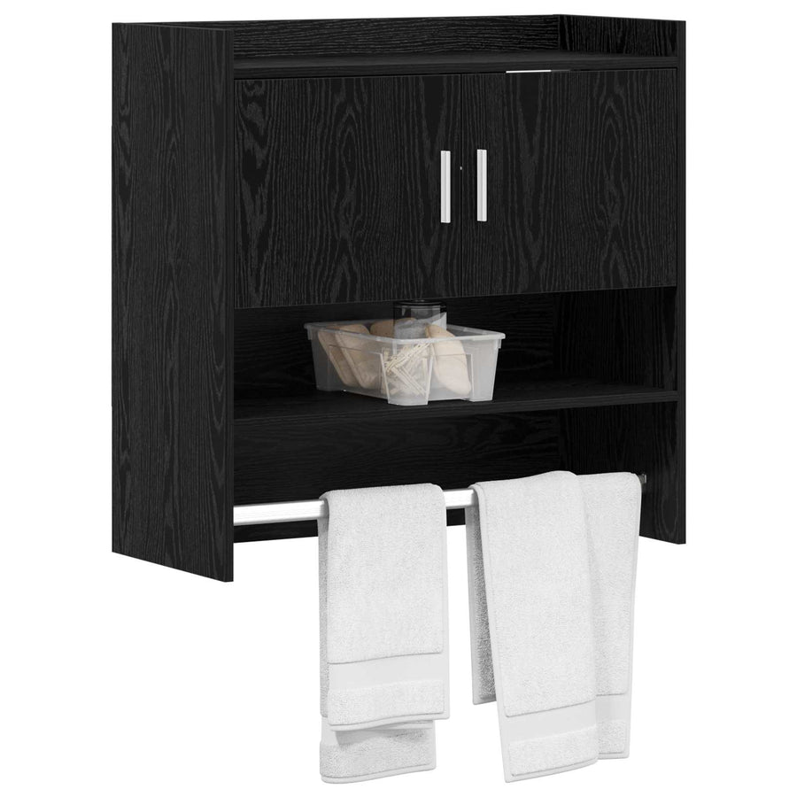 Wandplank Muurmontage Zwart eiken 80 x 36 x 80 cm Bewerkt hout
