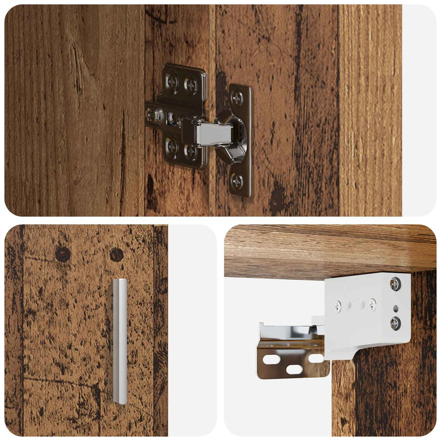 Wandplank Muurmontage Oud hout 80 x 36 x 80 cm Bewerkt hout