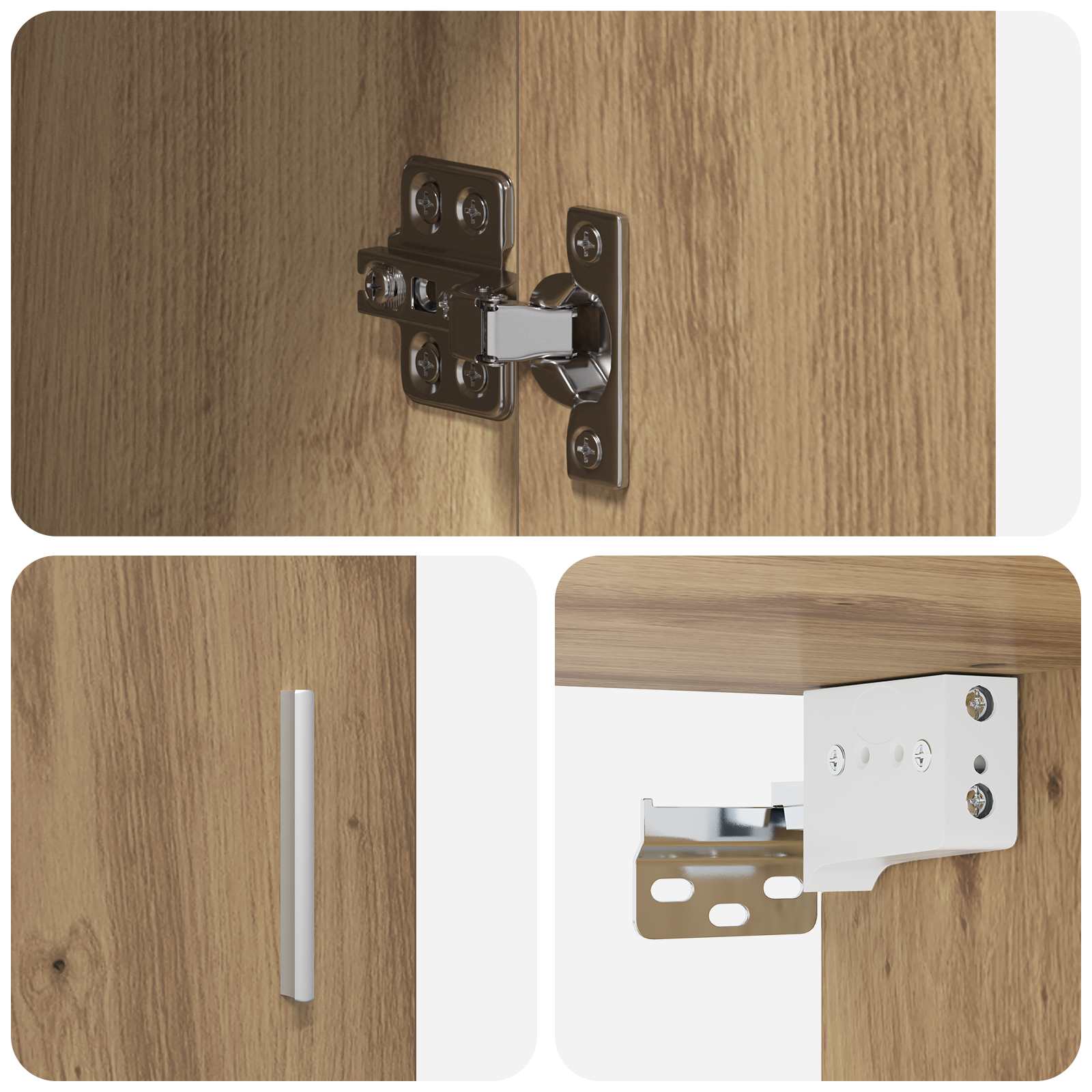 Wandplank Muurmontage Artisanaal eiken 80 x 36 x 80 cm