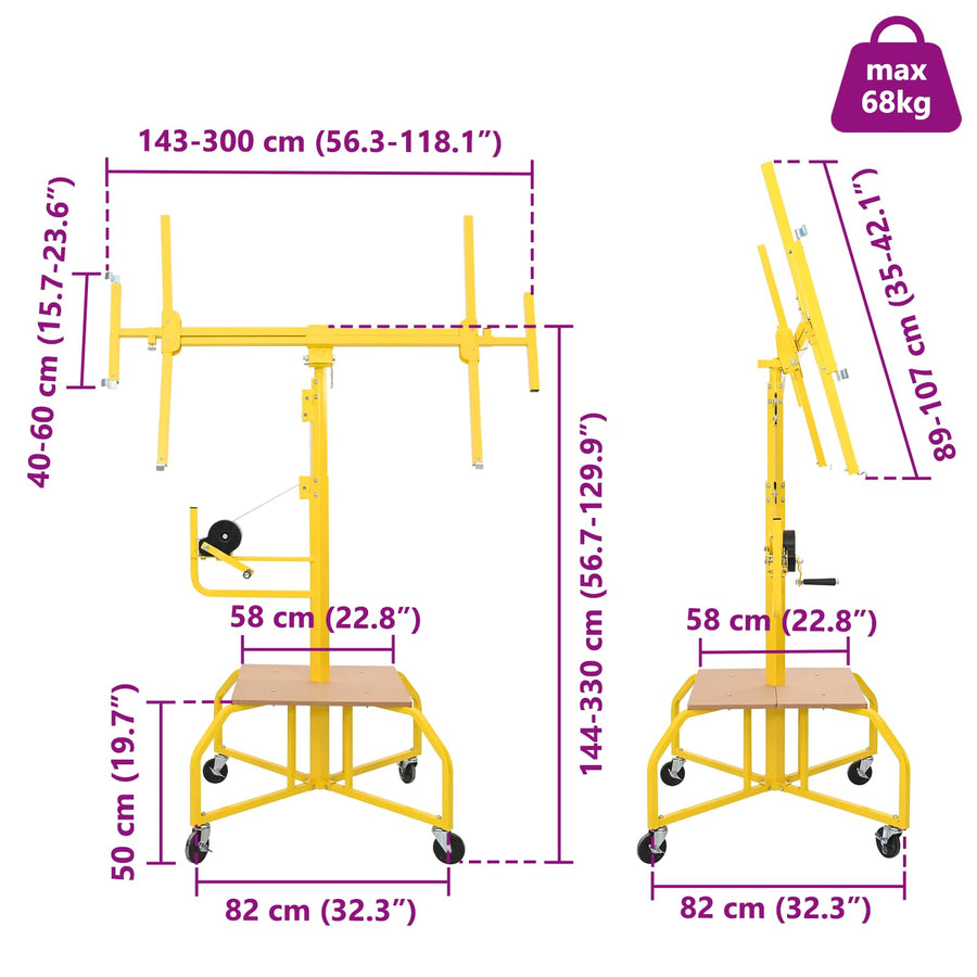 Plafondplaatlifter Geel 300 x 107 x 330 cm Staal