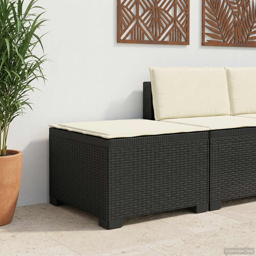 Eénpersoons Tuinbank met Kussen Rattan Look PP Antraciet