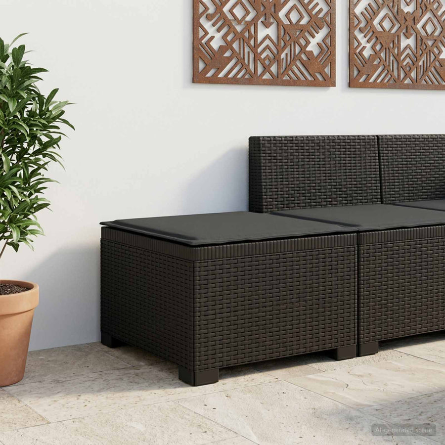 Eénpersoons Tuinbank met Kussen Rattan Look PP Antraciet