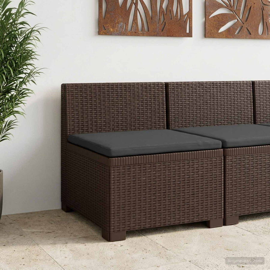 Eénpersoons Tuinbank met Kussen Rattan Look PP Bruin