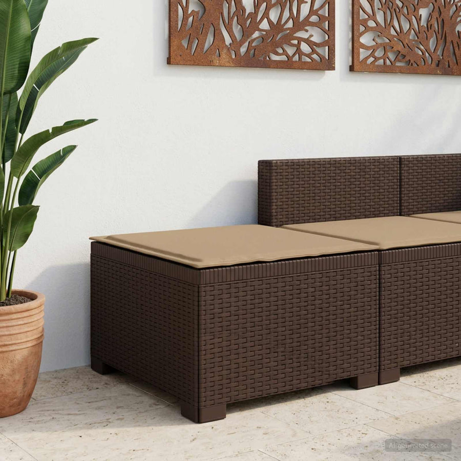Eénpersoons Tuinbank met Kussen Rattan Look PP Bruin