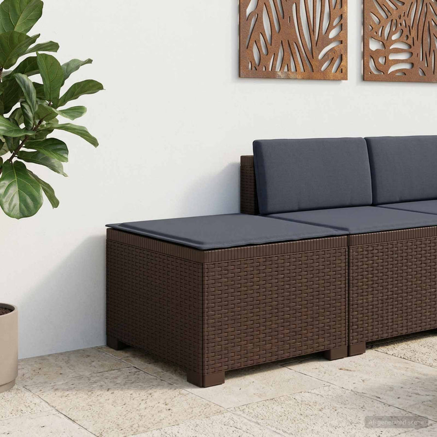 Eénpersoons Tuinbank met Kussen Rattan Look PP Bruin