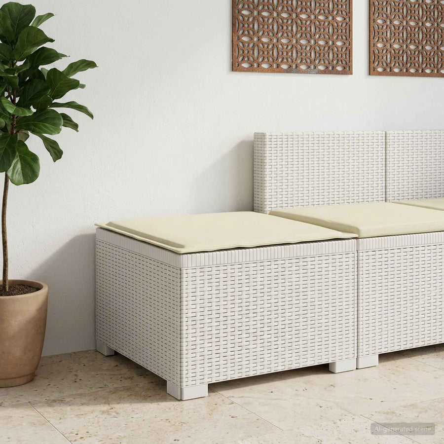 Eénpersoons Tuinbank met Kussen Rattan Look PP Wit