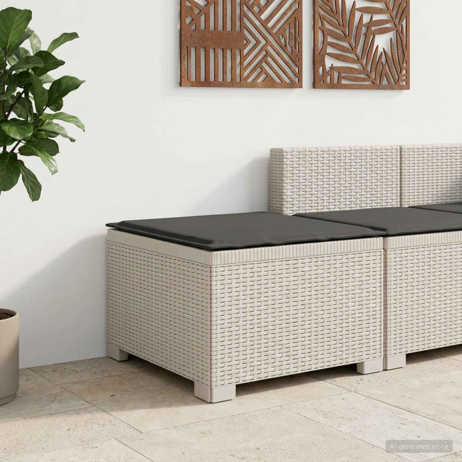 Eénpersoons Tuinbank met Kussen Rattan Look PP Wit