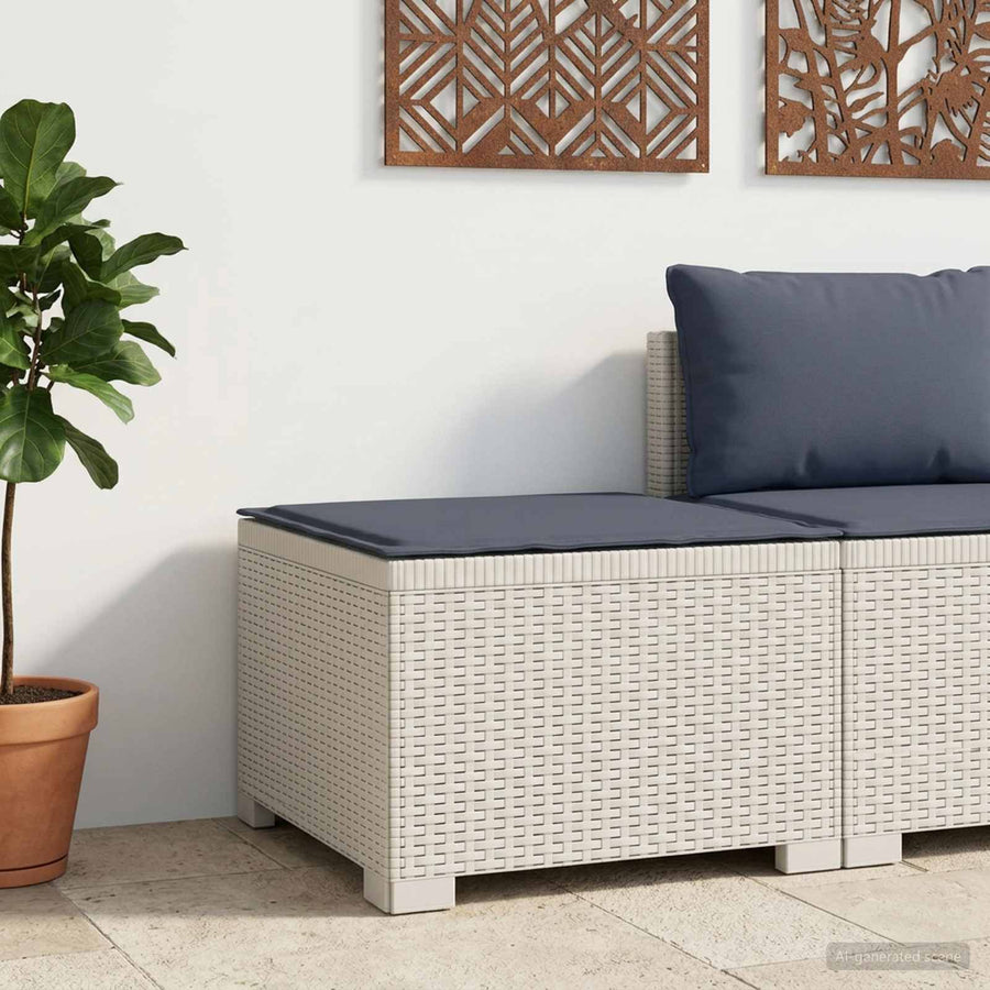 Eénpersoons Tuinbank met Kussen Rattan Look PP Wit