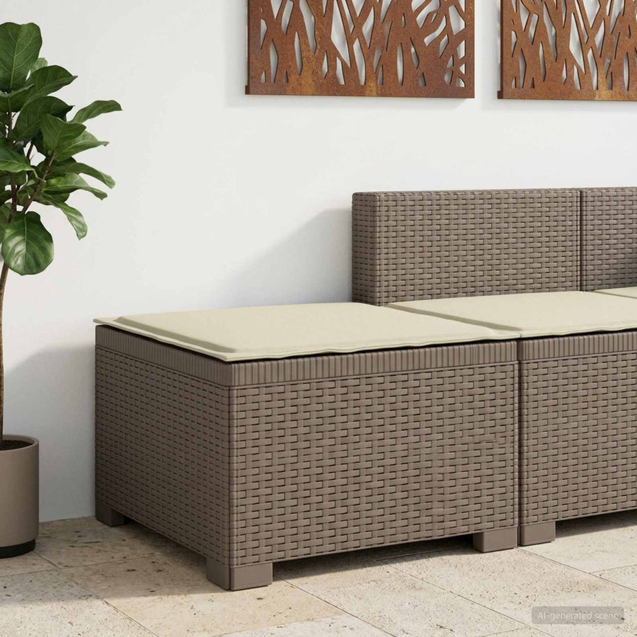 Eénpersoons Tuinbank met Kussen Rattan Look PP Lichtgrijs