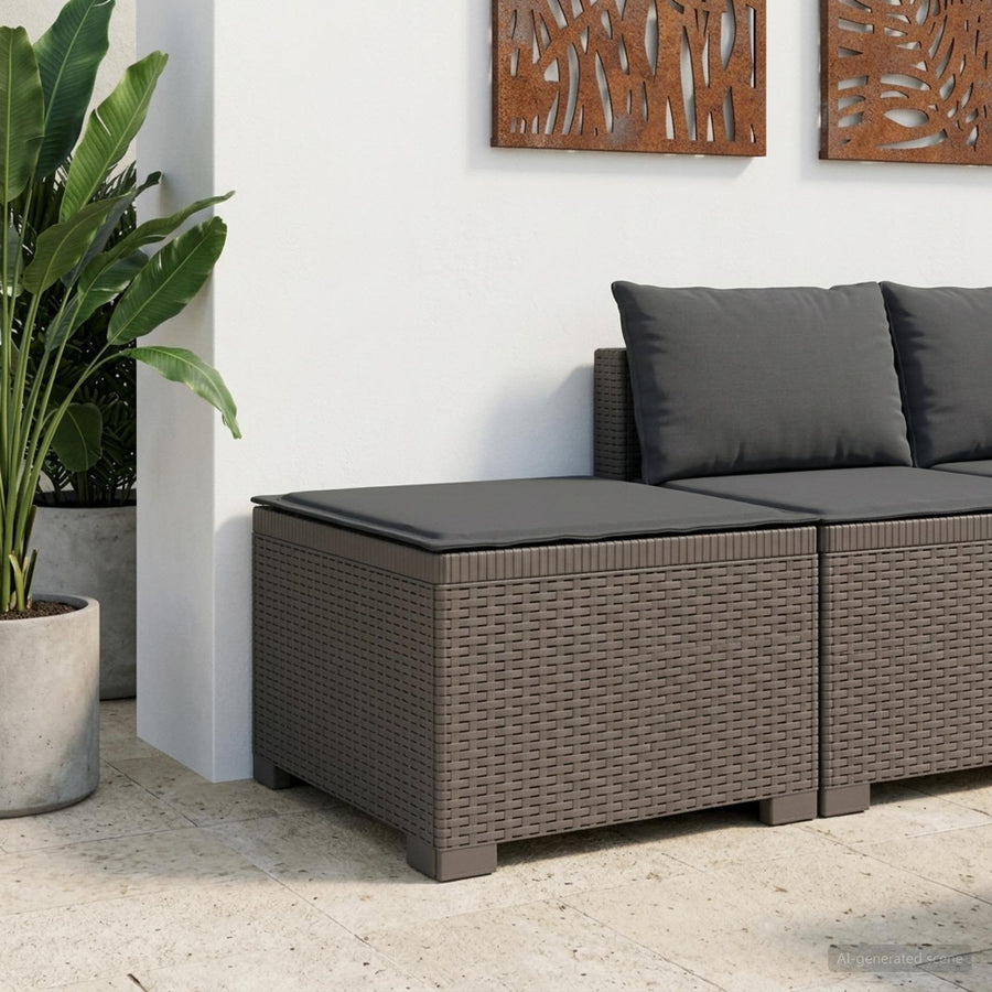 Eénpersoons Tuinbank met Kussen Rattan Look PP Lichtgrijs
