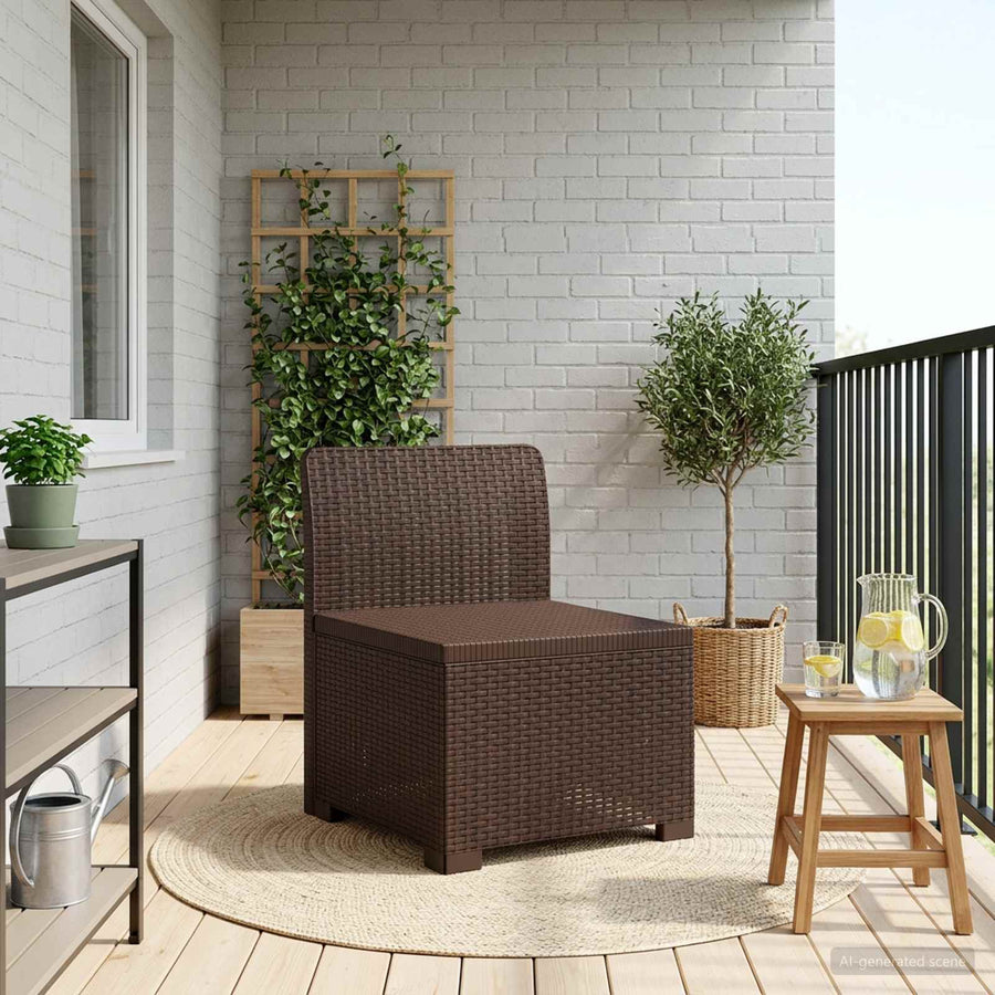 Eénpersoons Tuinbank Rattan Look PP Bruin