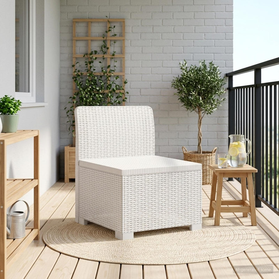 Eénpersoons Tuinbank Rattan Look PP Wit