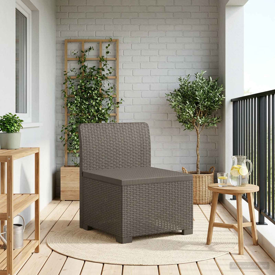 Eénpersoons Tuinbank Rattan Look PP Lichtgrijs
