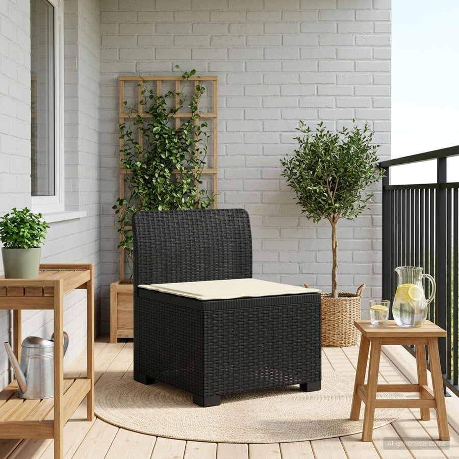 Eénpersoons Tuinbank met Kussen Rattan Look PP Antraciet