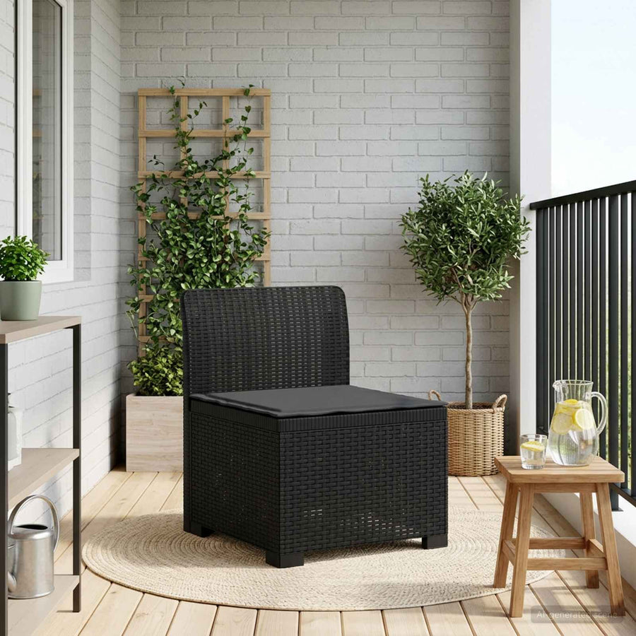 Eénpersoons Tuinbank met Kussen Rattan Look PP Antraciet