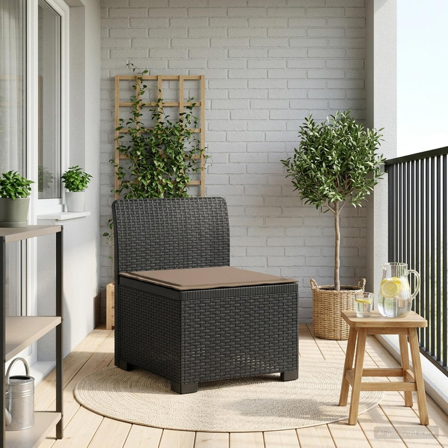 Eénpersoons Tuinbank met Kussen Rattan Look PP Antraciet