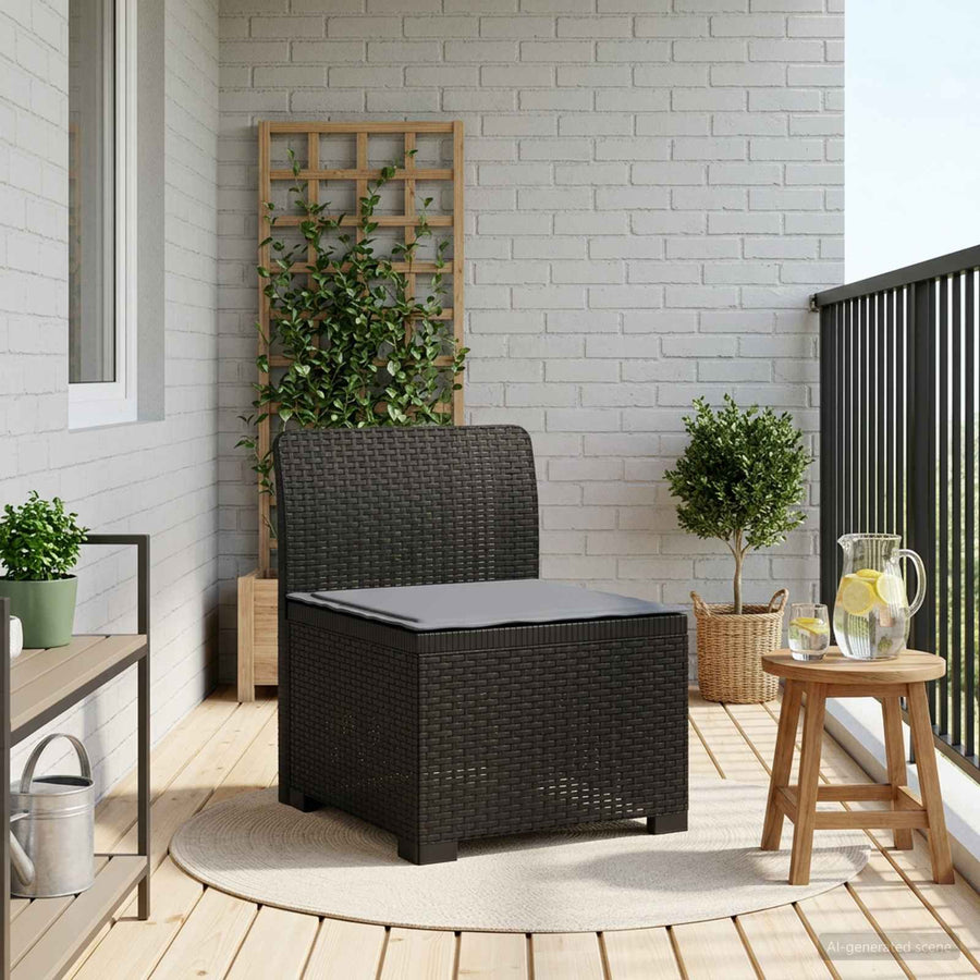 Eénpersoons Tuinbank met Kussen Rattan Look PP Antraciet
