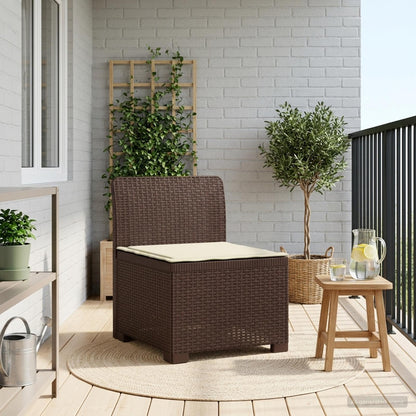 Eénpersoons Tuinbank met Kussen Rattan Look PP Bruin