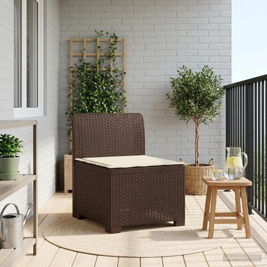 Eénpersoons Tuinbank met Kussen Rattan Look PP Bruin