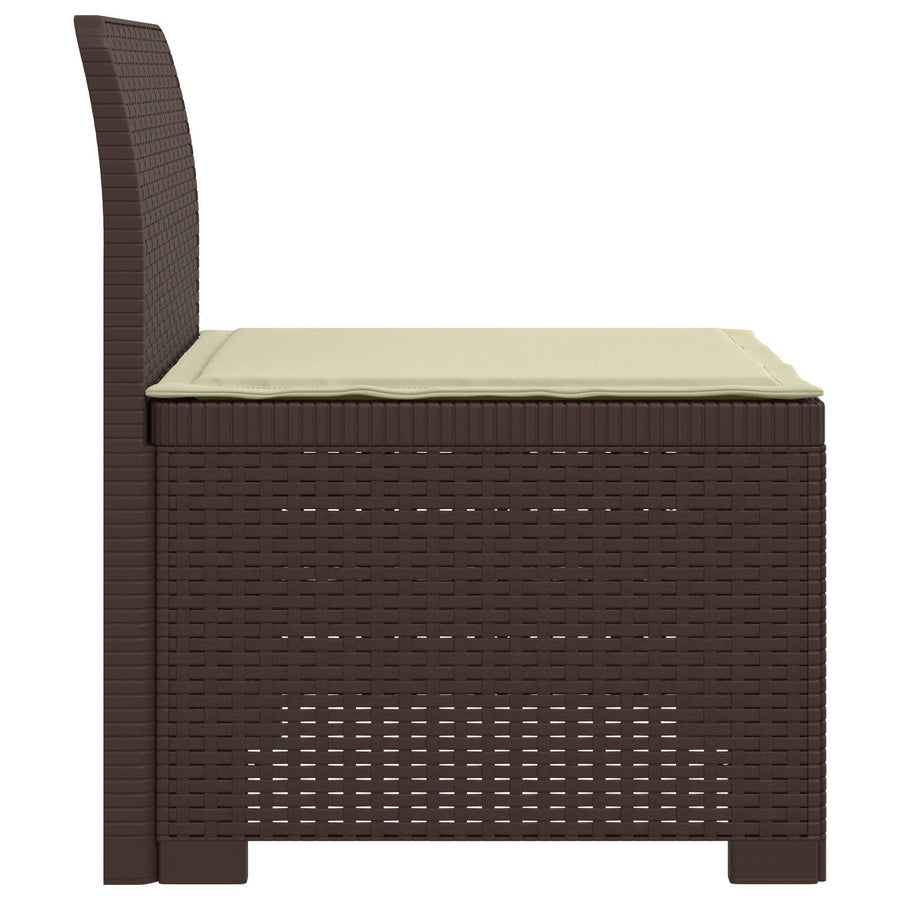 Eénpersoons Tuinbank met Kussen Rattan Look PP Bruin