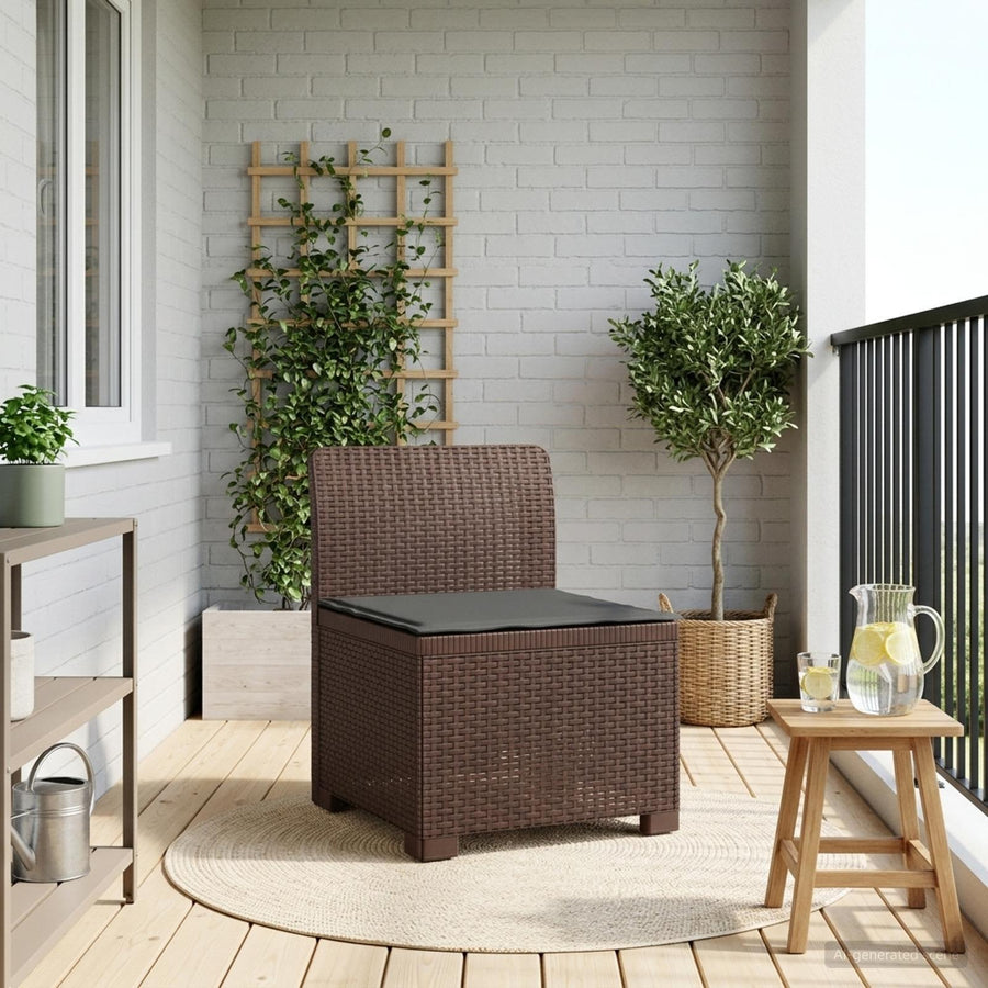 Eénpersoons Tuinbank met Kussen Rattan Look PP Bruin