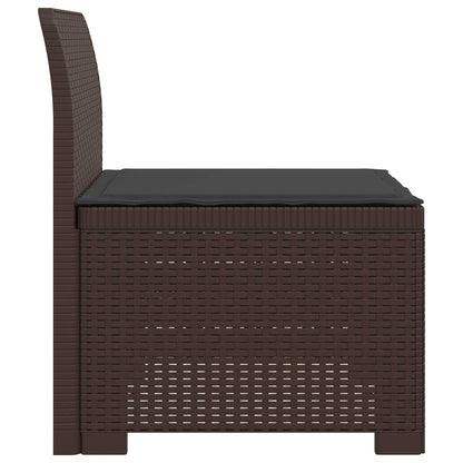 Eénpersoons Tuinbank met Kussen Rattan Look PP Bruin
