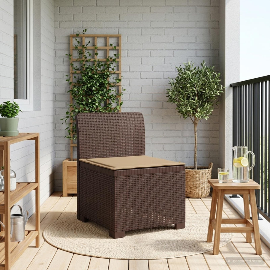 Eénpersoons Tuinbank met Kussen Rattan Look PP Bruin