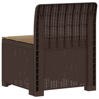 Eénpersoons Tuinbank met Kussen Rattan Look PP Bruin