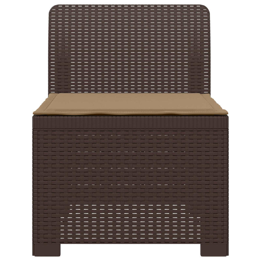 Eénpersoons Tuinbank met Kussen Rattan Look PP Bruin