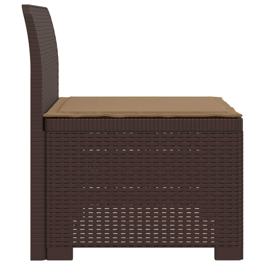 Eénpersoons Tuinbank met Kussen Rattan Look PP Bruin