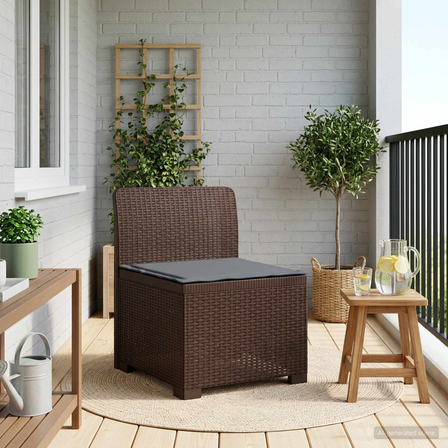 Eénpersoons Tuinbank met Kussen Rattan Look PP Bruin
