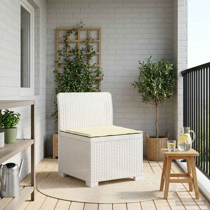 Eénpersoons Tuinbank met Kussen Rattan Look PP Wit