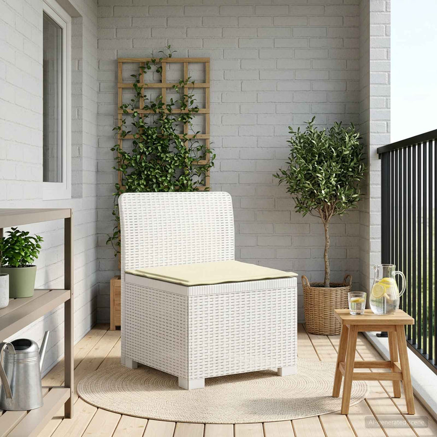 Eénpersoons Tuinbank met Kussen Rattan Look PP Wit