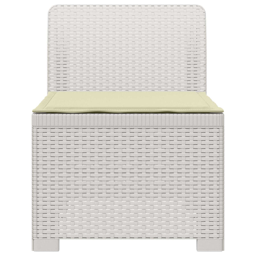 Eénpersoons Tuinbank met Kussen Rattan Look PP Wit