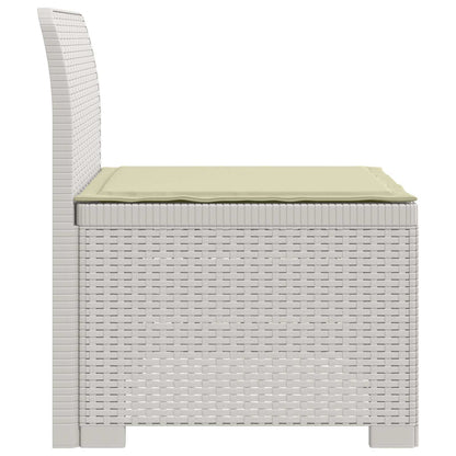 Eénpersoons Tuinbank met Kussen Rattan Look PP Wit