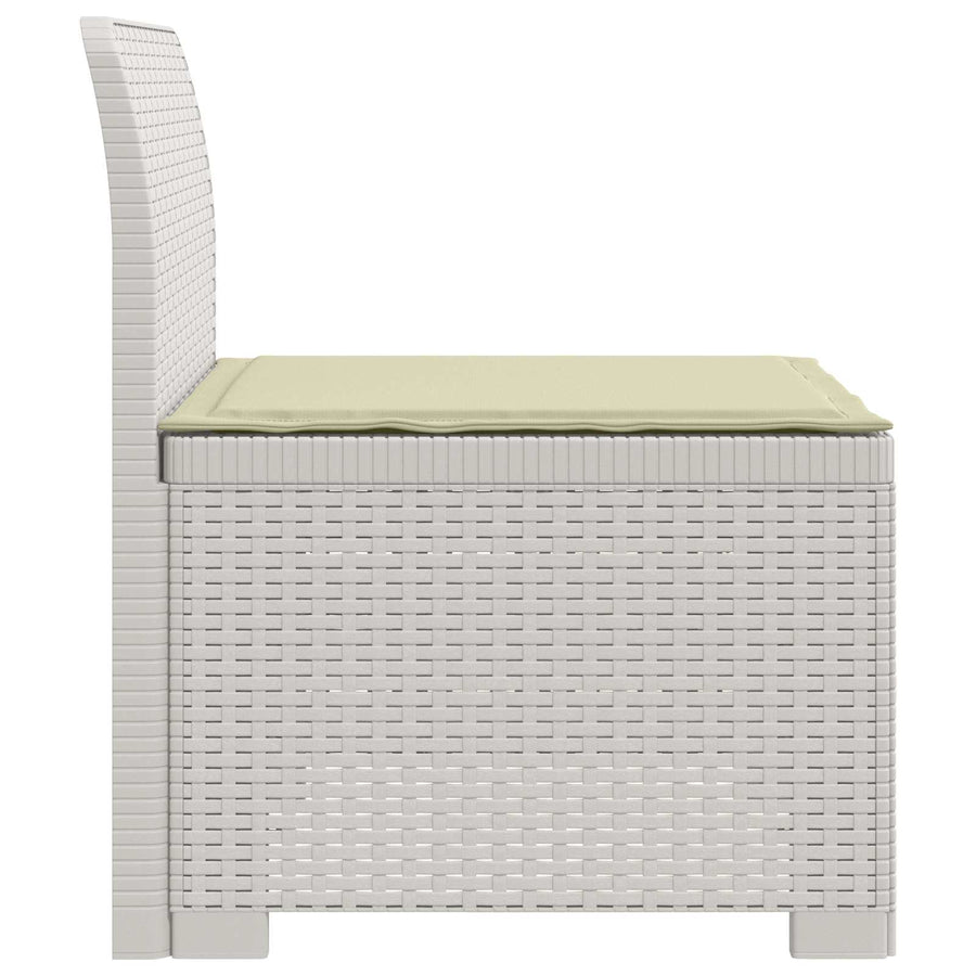 Eénpersoons Tuinbank met Kussen Rattan Look PP Wit