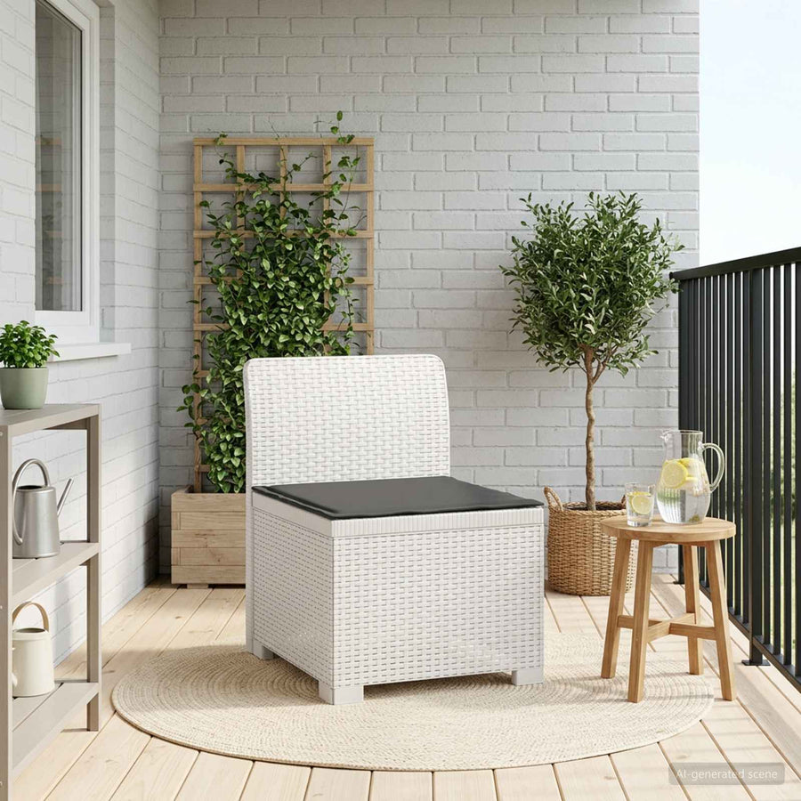 Eénpersoons Tuinbank met Kussen Rattan Look PP Wit