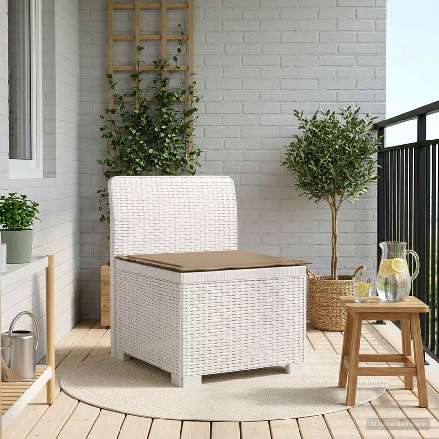 Eénpersoons Tuinbank met Kussen Rattan Look PP Wit