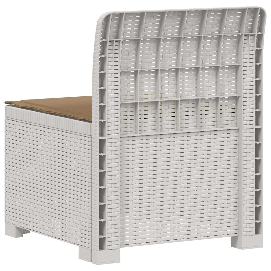 Eénpersoons Tuinbank met Kussen Rattan Look PP Wit