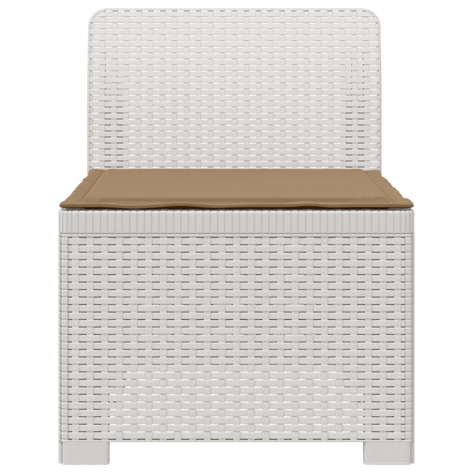 Eénpersoons Tuinbank met Kussen Rattan Look PP Wit