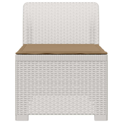 Eénpersoons Tuinbank met Kussen Rattan Look PP Wit