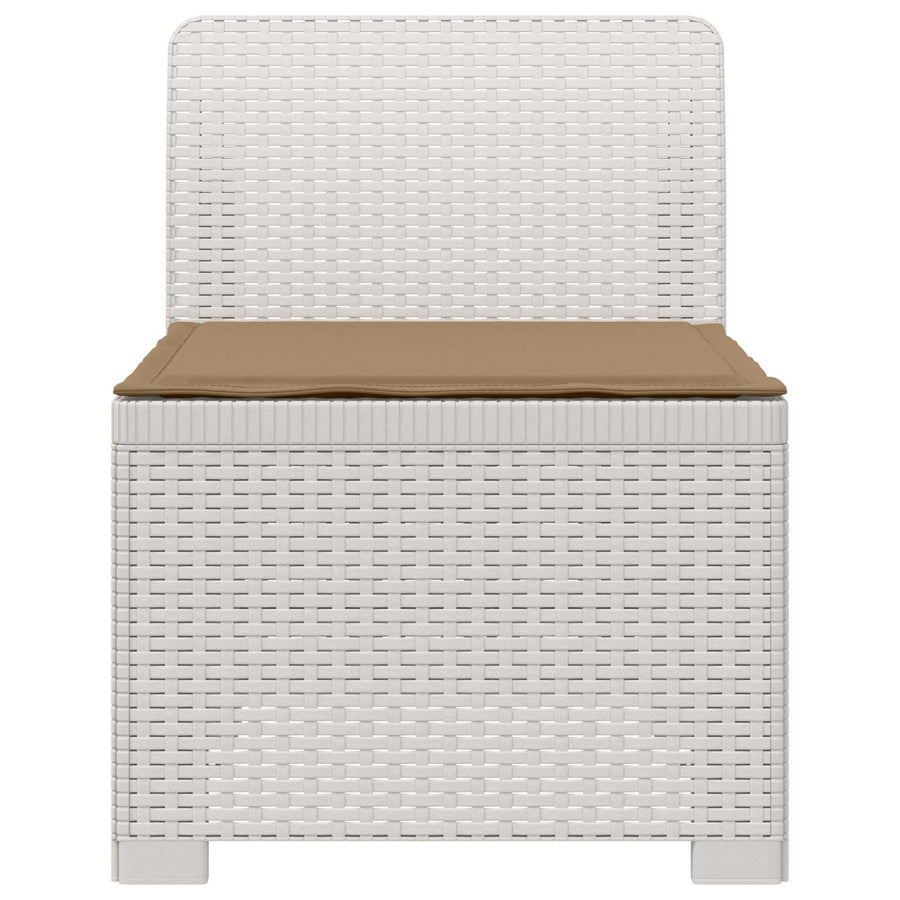 Eénpersoons Tuinbank met Kussen Rattan Look PP Wit