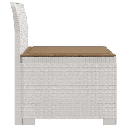 Eénpersoons Tuinbank met Kussen Rattan Look PP Wit