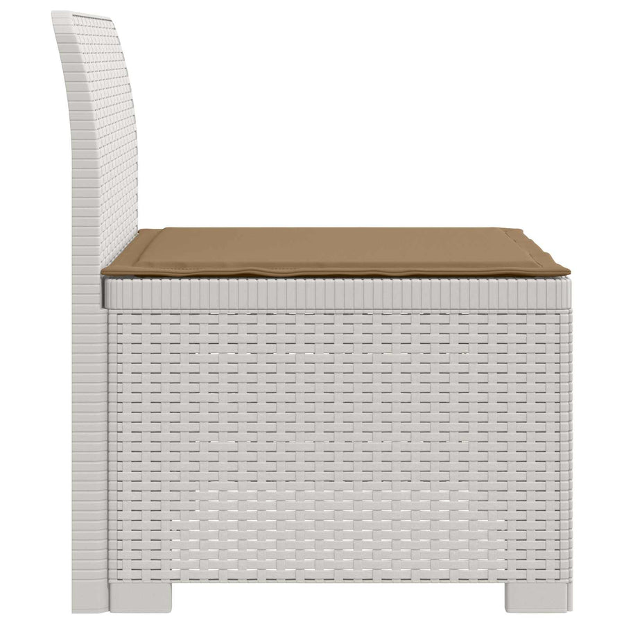 Eénpersoons Tuinbank met Kussen Rattan Look PP Wit